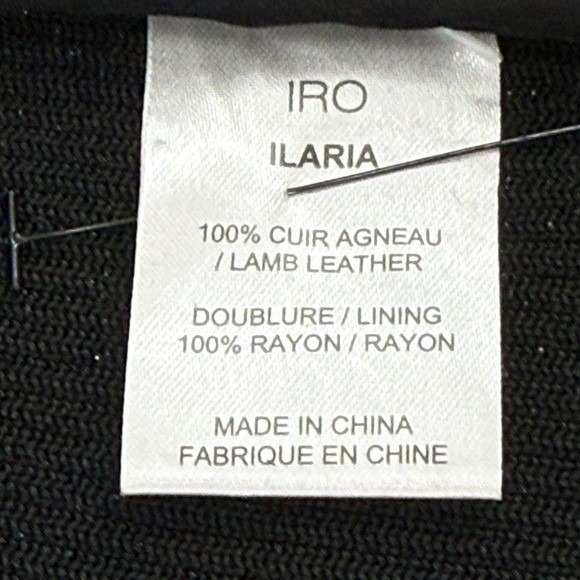 IRO Ilaria Ribbed Knit Paneled Cracked 100% Lamb Leather Moto Jacket‎ Small NEW - Picture 5 of 12